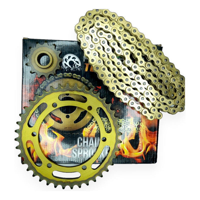 Kit Arrastre Xtz 250 /ybr 250 /tenere 25 Revo Termico 13x40 Dorado Oscuro
