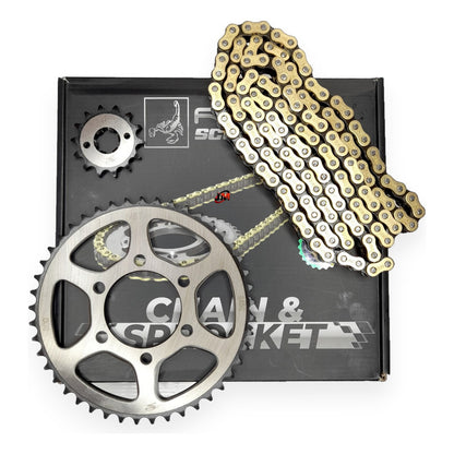 Kit Arrastre Xtz 150 Revo Scorpion (14x45)6h 428h-132 Dorada Plateado