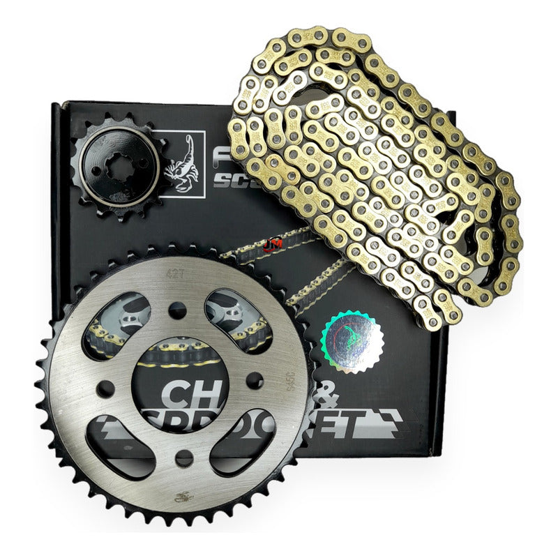 Kit Arrastre Pulsar135 Discover125/150st Revo Scorpion 15x42 Plateado