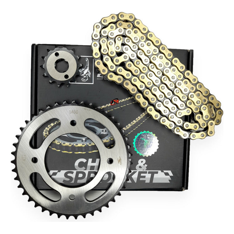 Kit Arrastre Cbf 125 Revo Scorpion (14x43) 428h-132 Dorada Plateado