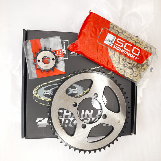 Kit Arrastre Xtz 125 Revo Scorpion (14x50)4h/428h-132 Dorada