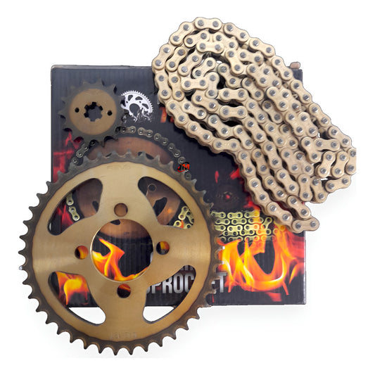Kit Arrastre Discover 100-100 Sport/platino 110 Revo Termico Dorado Oscuro