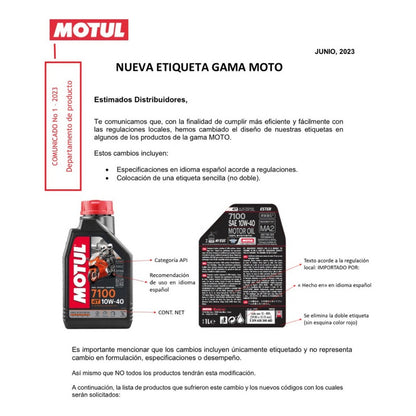 Aceite De Motor Para Motos Y Cuatriciclos 4t Motul 7100 Sintético 20w-50 1l